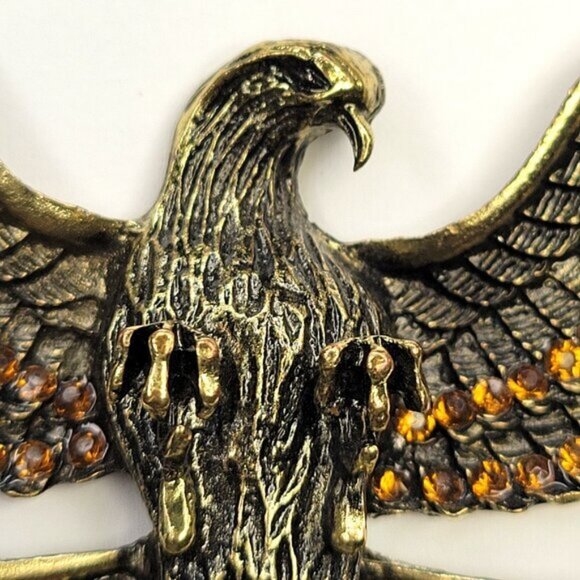 Eagle Pendant Necklace Antique Gold Eagle Statement Pendant Necklace - Picture 3 of 13